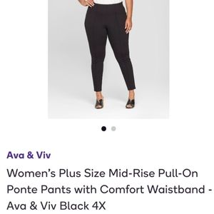 Ava & Viv black ponte dress pants sz 4X